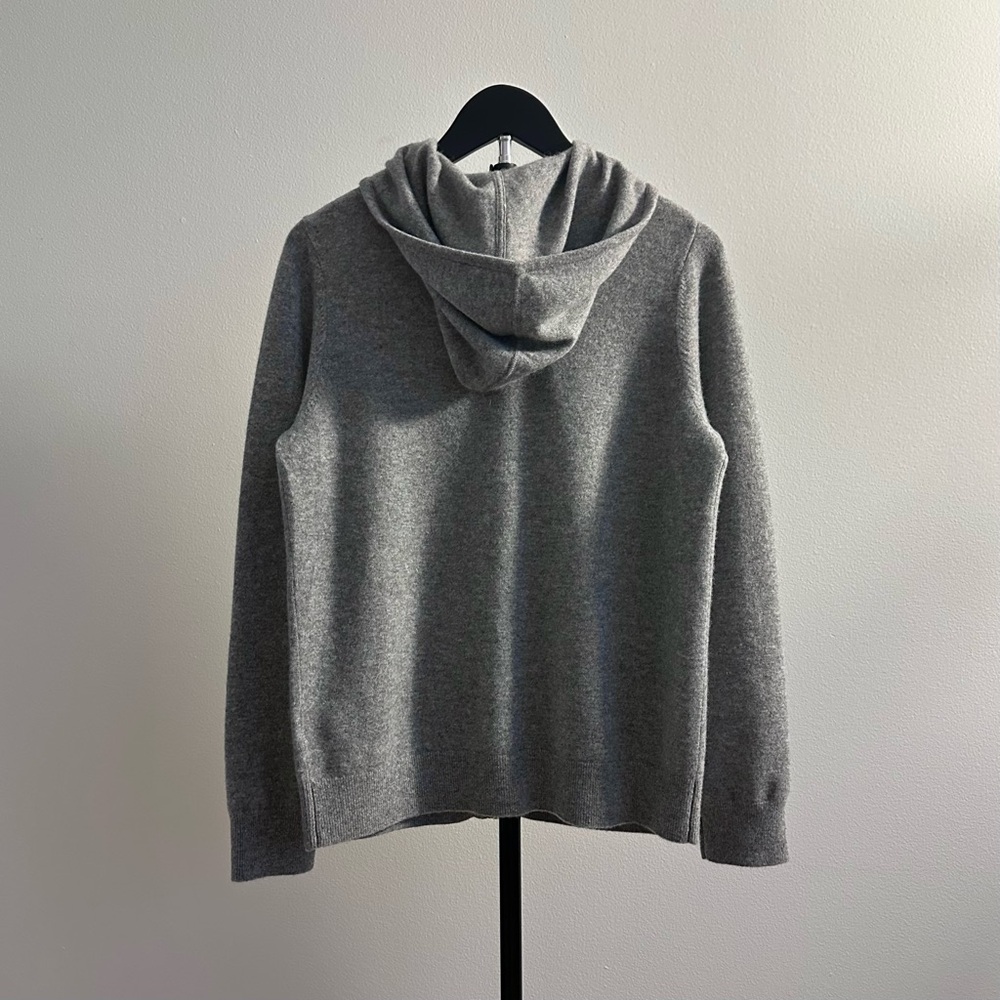Quince Mongolian Cashmere Full-Zip Hoodie Sweater Heather Grey Size M NWT - Picture 2 of 5